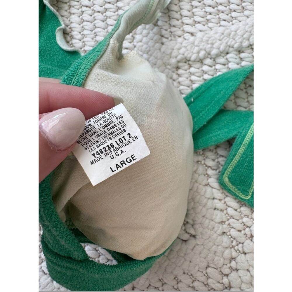 Womens Vintage Y2K Juicy Couture Beach Green Crochet Flower Bikini Top Large - Picture 4 of 5